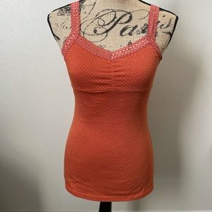 Women’s Y2K Orange with white Dots and Lace Trim Camisole